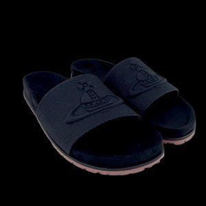 Vivienne Westwood Treck Slide Black Suede Sandals ORB EU Size 40